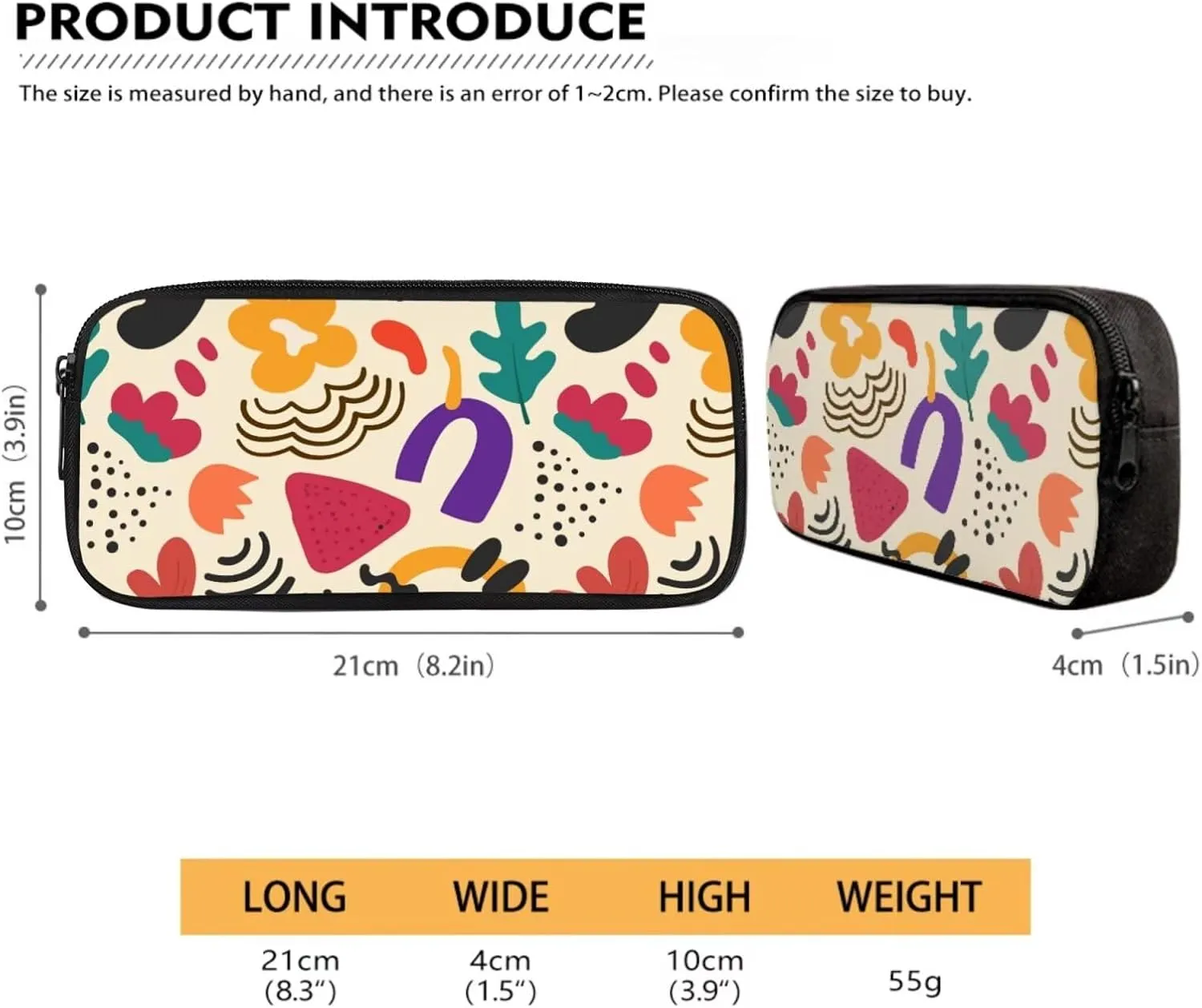 15.6 Inch School Bag Floral Print Pen Pouch & Kids School Bag 2 Piece Set, Multi-Functional Insulation and Cold Storage Compartments, for Travel Daycare & Travel