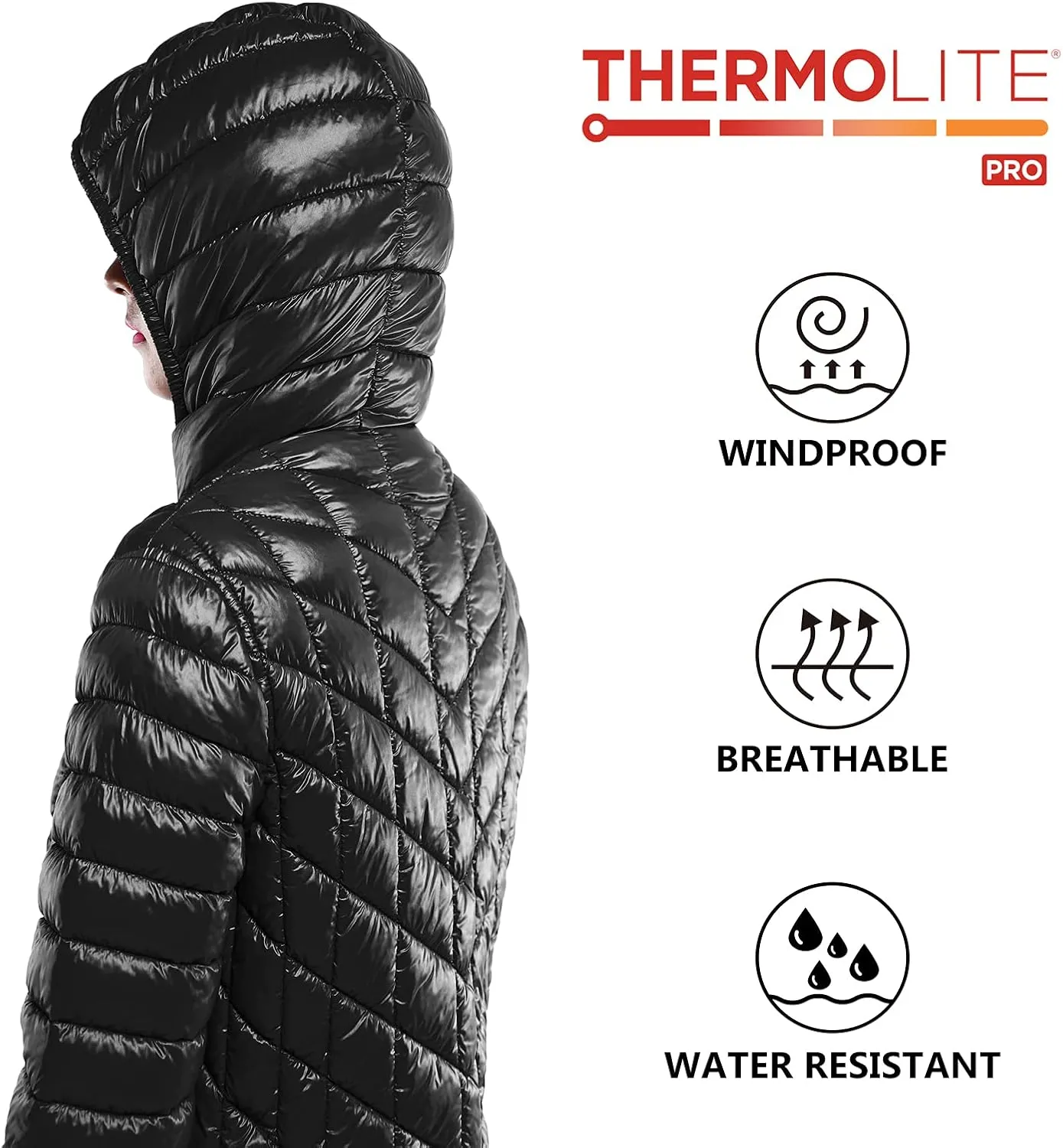 33,000ft Women's Long Puffer Jacket with Hood, Lightweight Warm Puffy Quilted Winter Coats