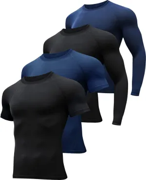 4/5 Pack Workout Compression Shirts Men Long/Short Sleeve Rash Guard Athletic Undershirt Gear T Shirt for Sports
