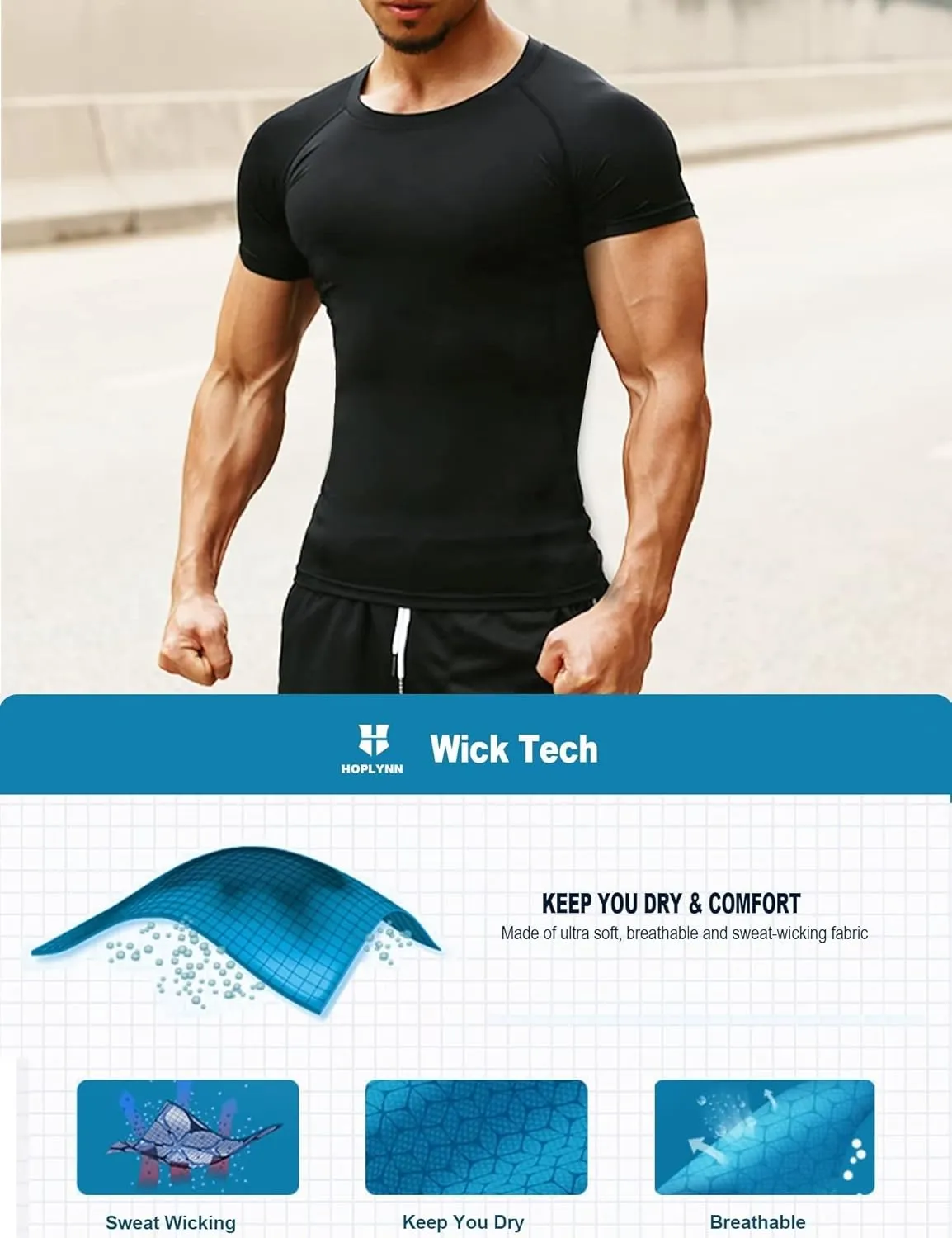 4/5 Pack Workout Compression Shirts Men Long/Short Sleeve Rash Guard Athletic Undershirt Gear T Shirt for Sports