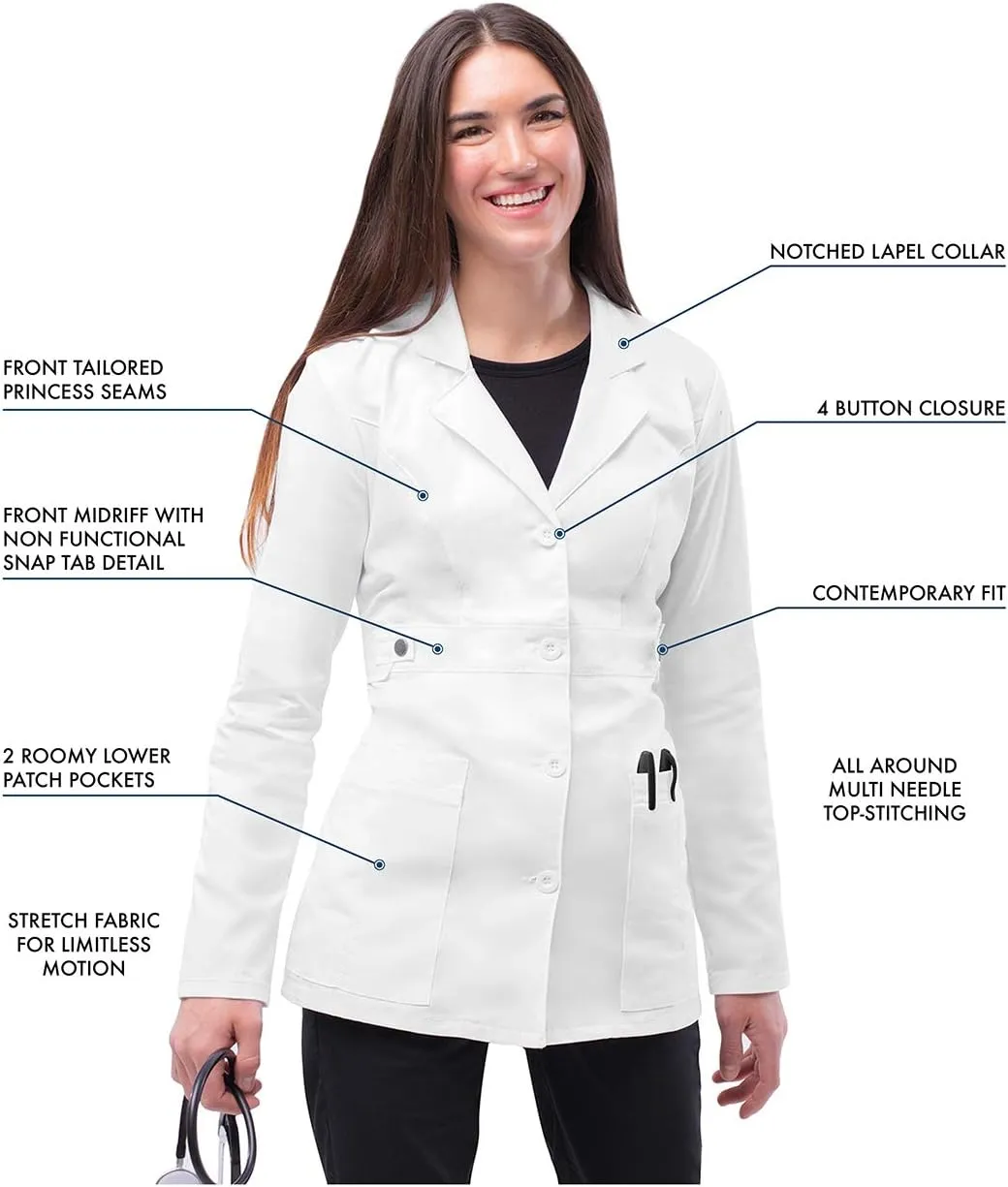 Adar Universal Stretch Lab Coat for Women - 28" Tab-Waist Lab Coat