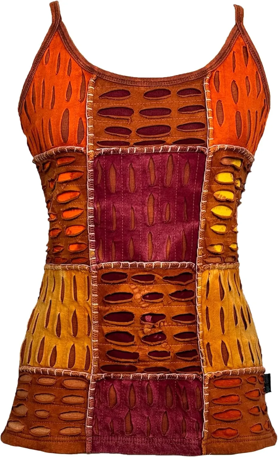 Agan Traders 2025 Summer Rib Knit Cotton Tank Tops for Women - Boho Gypsy Handcrafted Embroidery Patchwork Summer Tops
