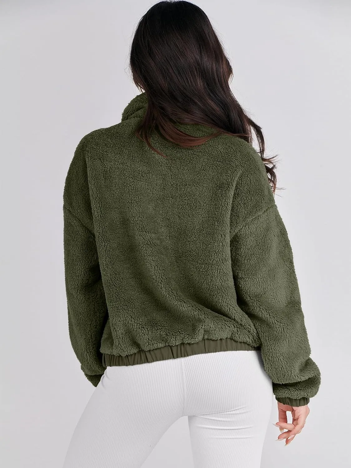 ANRABESS Womens Fleece Jacket Casual Long Sleeve Cropped Sherpa Button Down Fuzzy Warm Coats Fall Outwear With Pockets