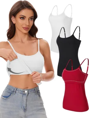 ANYFITTING Women's Cotton Tank Top with Shelf Bra Adjustable Strap Camisole Basic Cami Tanks S-2XL