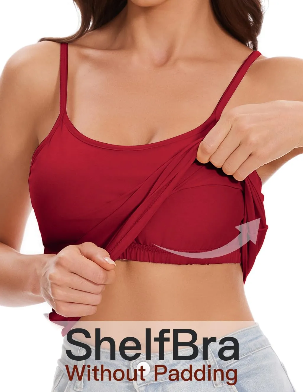 ANYFITTING Women's Cotton Tank Top with Shelf Bra Adjustable Strap Camisole Basic Cami Tanks S-2XL