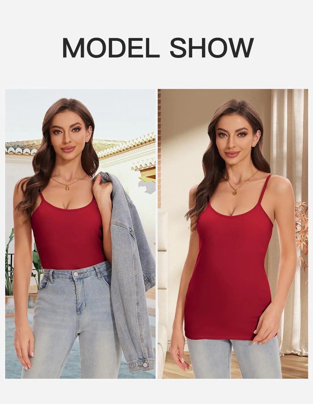 ANYFITTING Women's Cotton Tank Top with Shelf Bra Adjustable Strap Camisole Basic Cami Tanks S-2XL