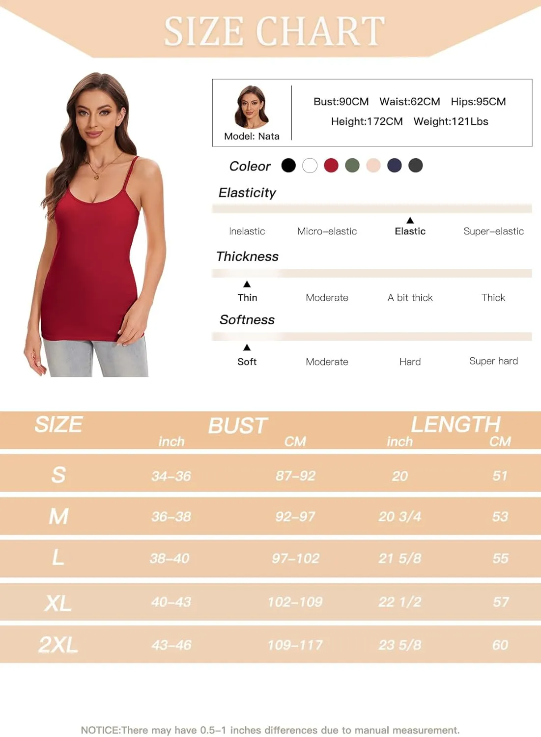 ANYFITTING Women's Cotton Tank Top with Shelf Bra Adjustable Strap Camisole Basic Cami Tanks S-2XL