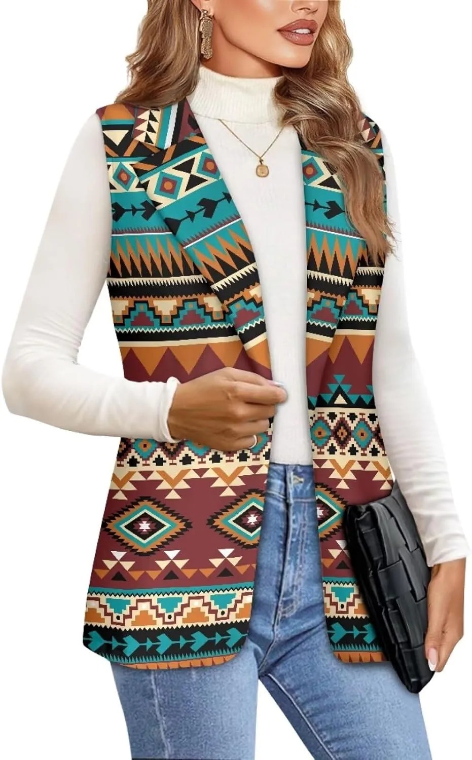 Aztec Vest Women,Western Vest For Women,Women Suit Vest,Sleeveless Blazers,S-5XL