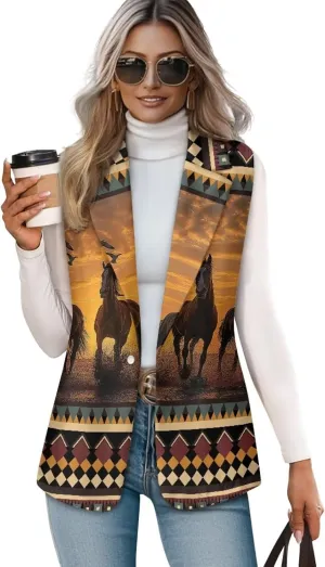 Aztec Vest Women,Western Vest For Women,Women Suit Vest,Sleeveless Blazers,S-5XL