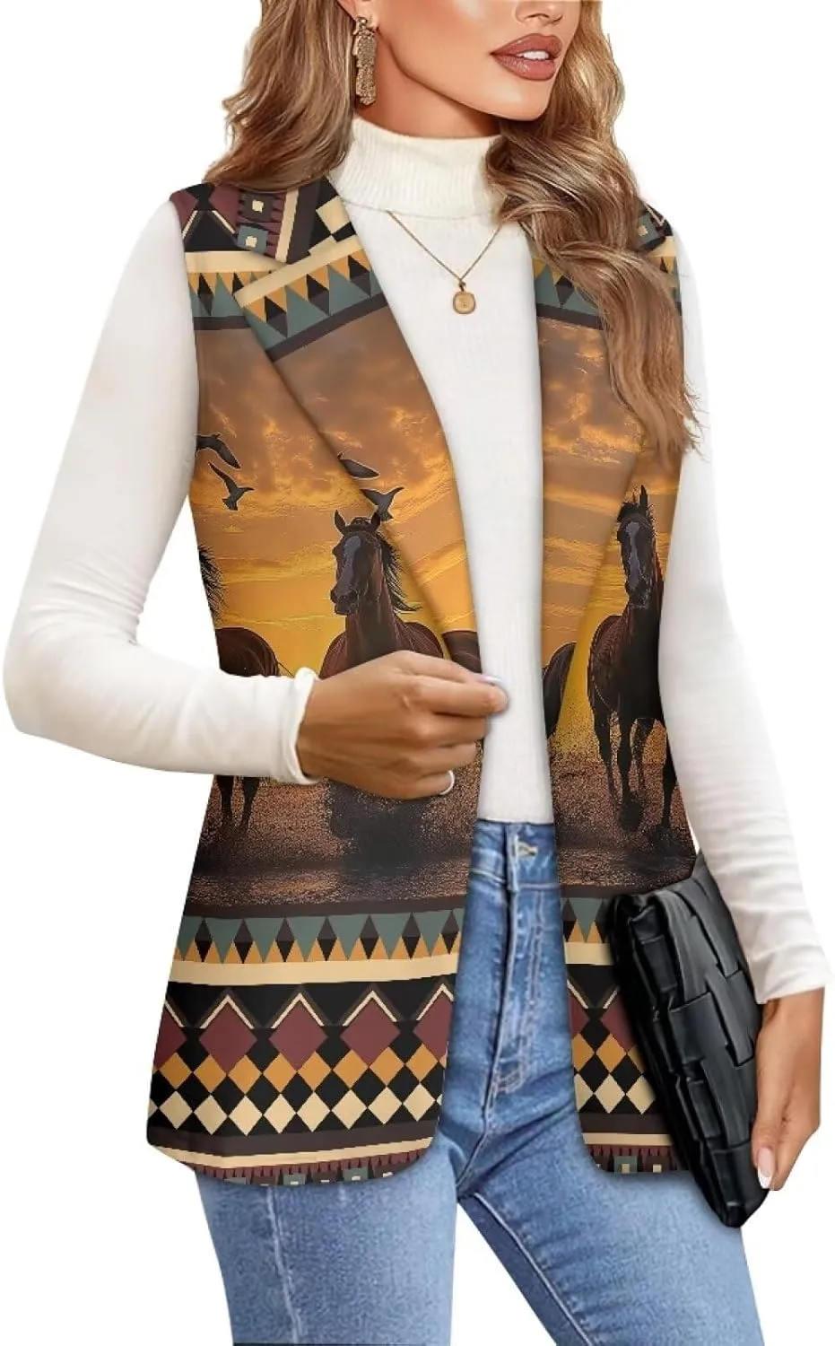Aztec Vest Women,Western Vest For Women,Women Suit Vest,Sleeveless Blazers,S-5XL