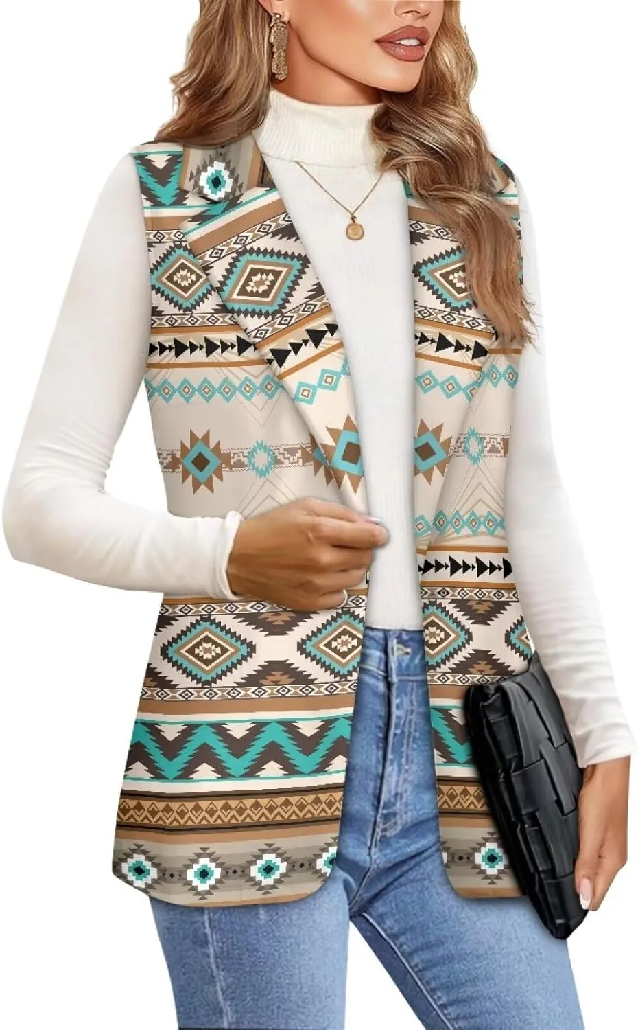 Aztec Vest Women,Western Vest For Women,Women Suit Vest,Sleeveless Blazers,S-5XL