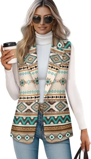 Aztec Vest Women,Western Vest For Women,Women Suit Vest,Sleeveless Blazers,S-5XL