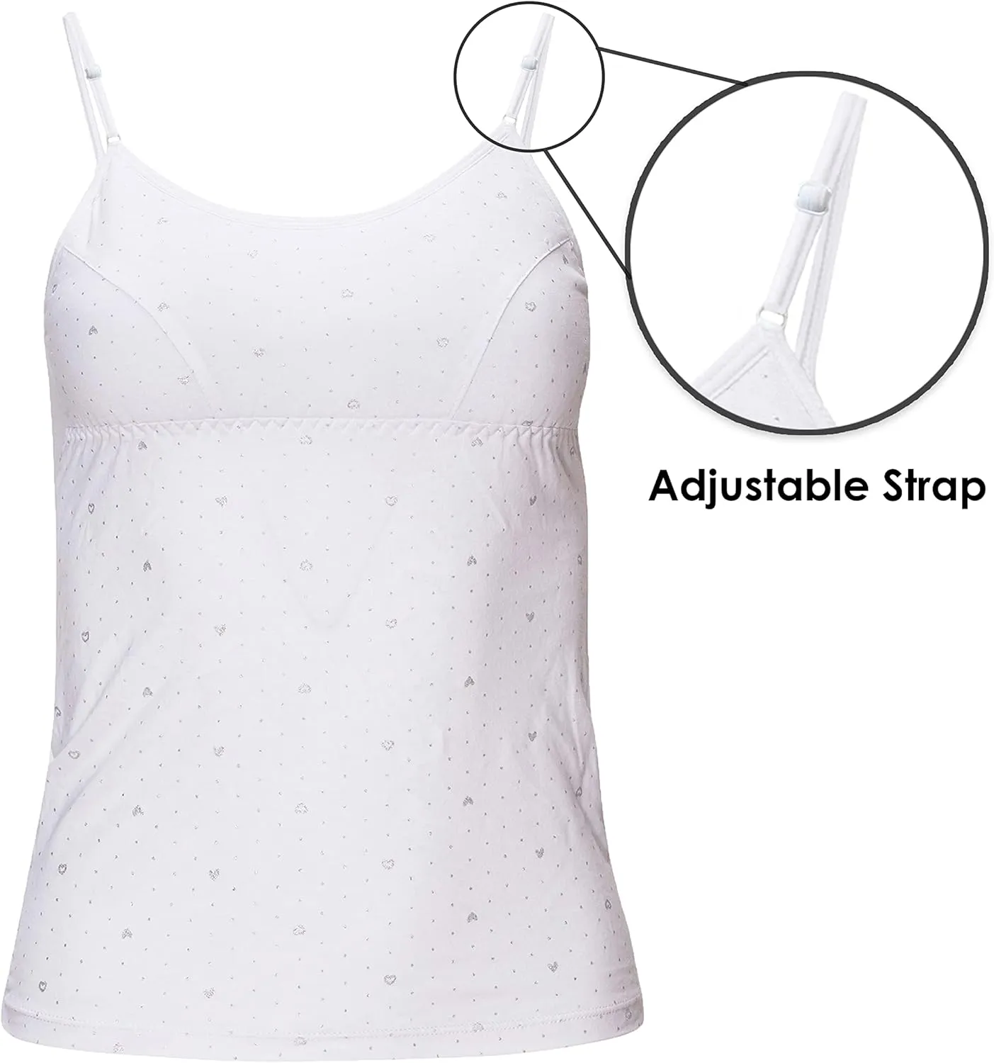 B2BODY Girls Camisole Undershirts with Shelf Bra  Cotton Girls Cami, Multi-Pack