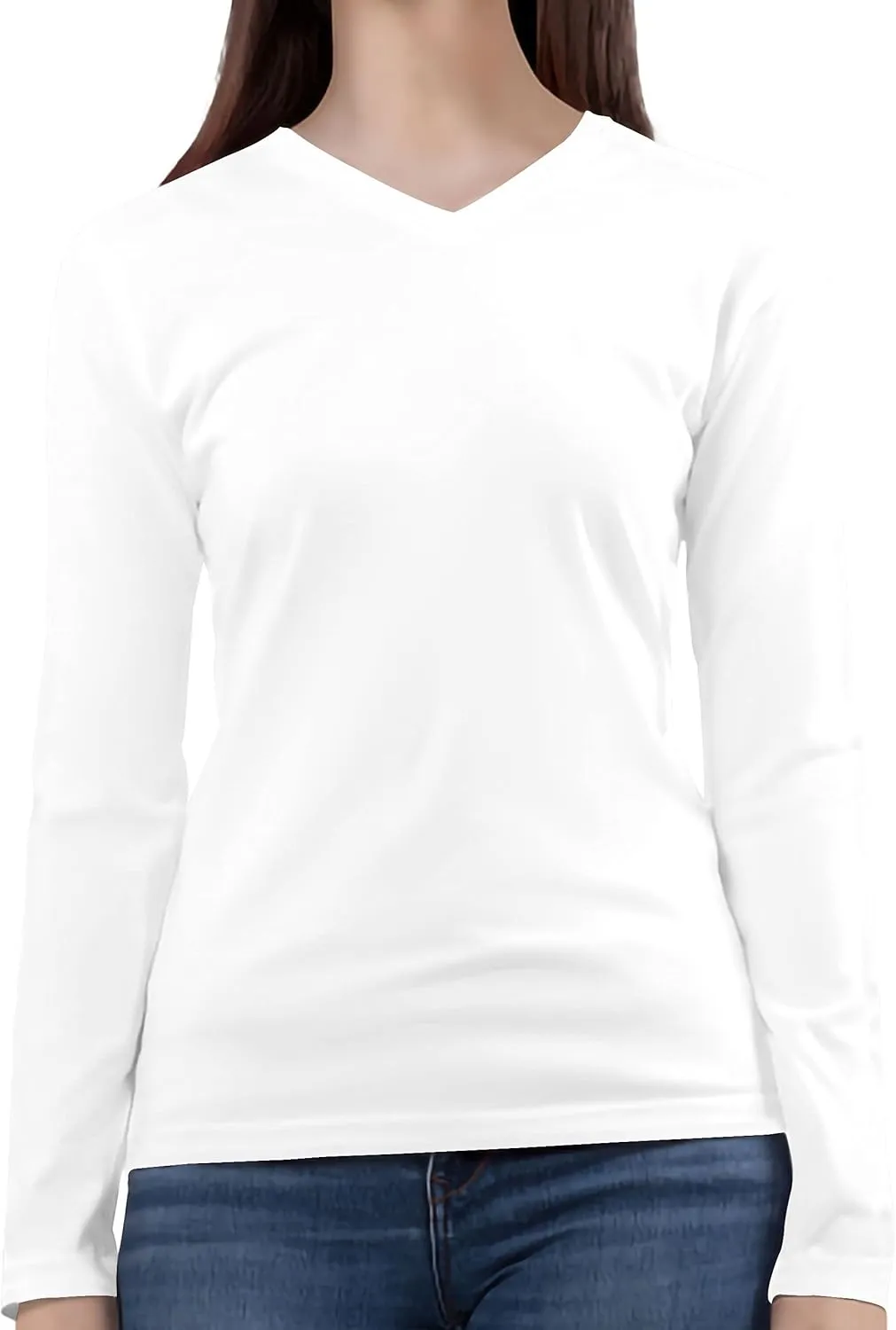 BaHoki Essentials Long Sleeve V-Neck Undershirts - Great Stretch and Layering Piece - 5 Pack