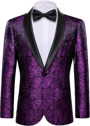Barry.Wang Blazer for Men Paisley Sport Coat Lightweight Suit Jacket Regular Tuxedo Flower Mardi Gras Carnival Gift