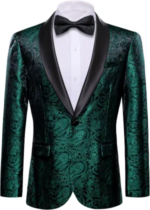 Barry.Wang Blazer for Men Paisley Sport Coat Lightweight Suit Jacket Regular Tuxedo Flower Mardi Gras Carnival Gift