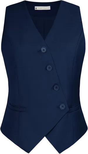 Belle Poque Waistcoat Vest for Women Suit Vest Tops Asymmetrical Hem Tuxedo Vest Sleeveless Blazers Jackets