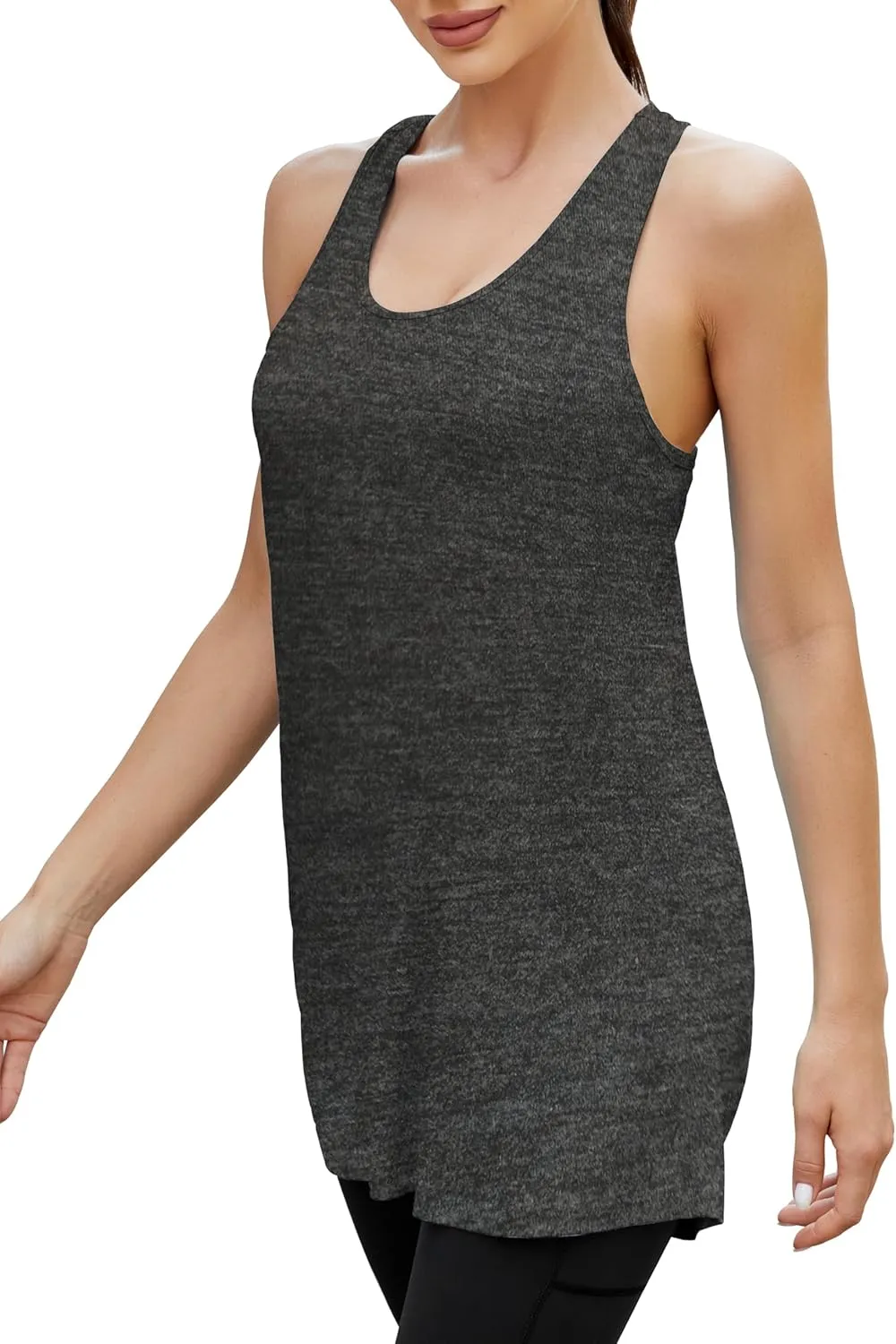 Bestisun Women Workout Athletic Yoga Shirts Loose Fit Racerback Long Tank Tops