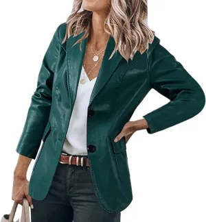 Blazers for Women 2025 Fashion Motorcycle Leather Jacket Coat Dressy Open Front Office Bussiness Blazer Jackets