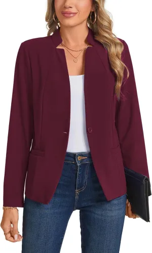 Blazers for Women Casual Long Sleeve Button Front Work Office Blazers Jacket with Pockets 2025, S-2XL
