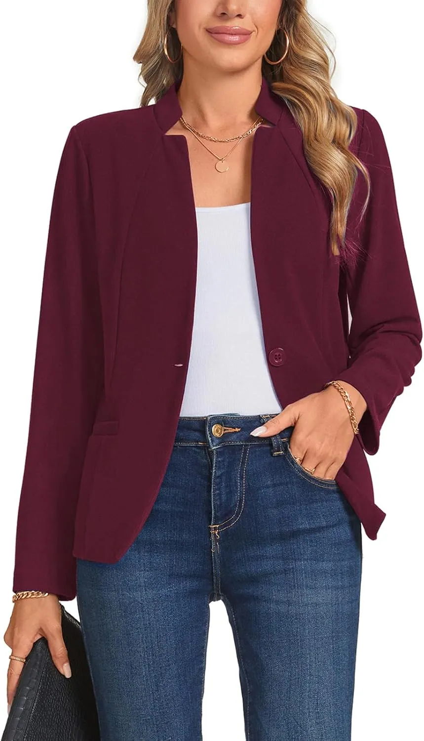 Blazers for Women Casual Long Sleeve Button Front Work Office Blazers Jacket with Pockets 2025, S-2XL