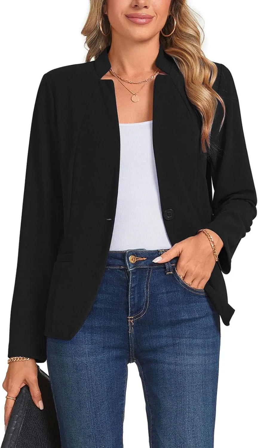 Blazers for Women Casual Long Sleeve Button Front Work Office Blazers Jacket with Pockets 2025, S-2XL