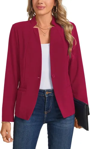Blazers for Women Casual Long Sleeve Button Front Work Office Blazers Jacket with Pockets 2025, S-2XL