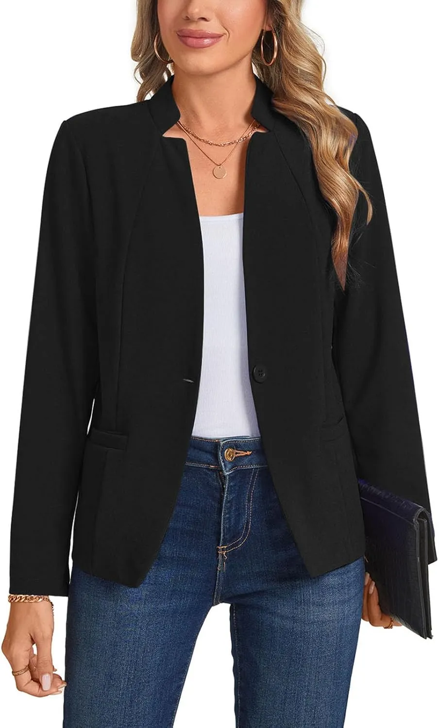 Blazers for Women Casual Long Sleeve Button Front Work Office Blazers Jacket with Pockets 2025, S-2XL