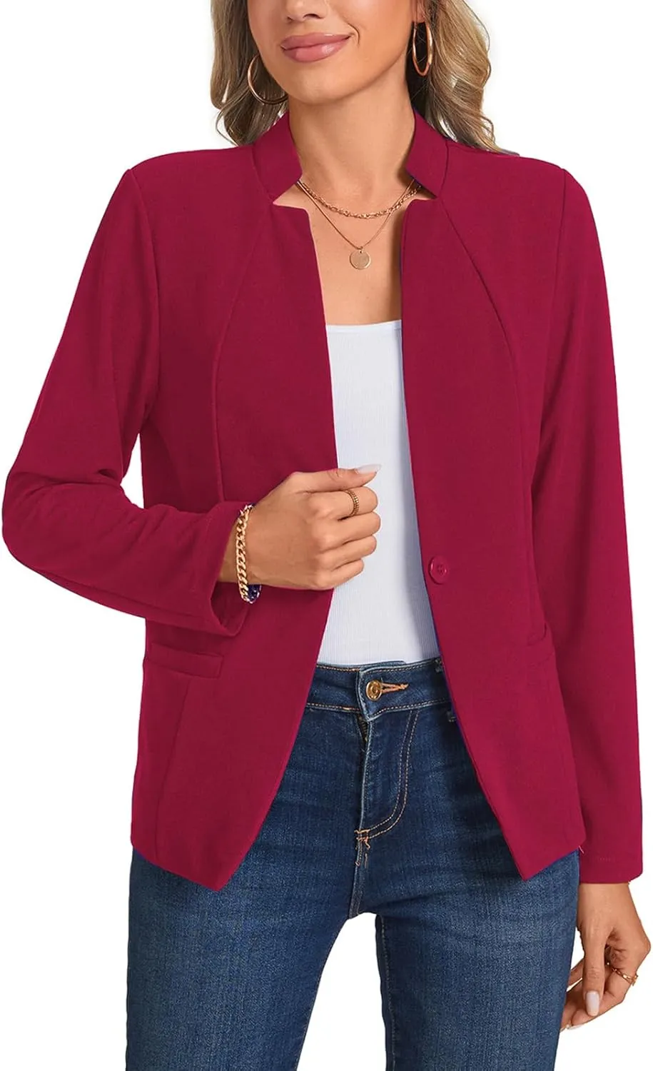 Blazers for Women Casual Long Sleeve Button Front Work Office Blazers Jacket with Pockets 2025, S-2XL