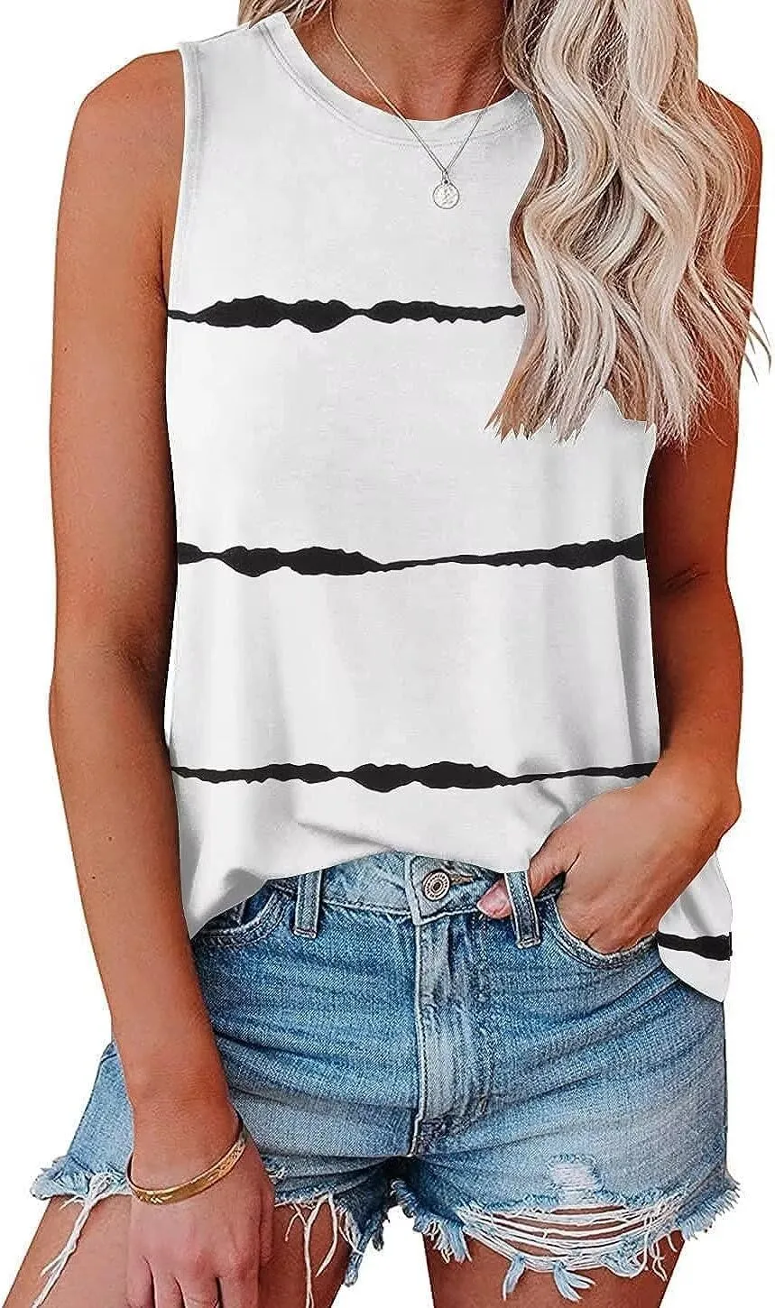 Bliwov Womens 2025 Loose Fit Tank Tops Sleeveless Crewneck Trendy Basic Casual Y2k Outfits Summer Going Out Shirts