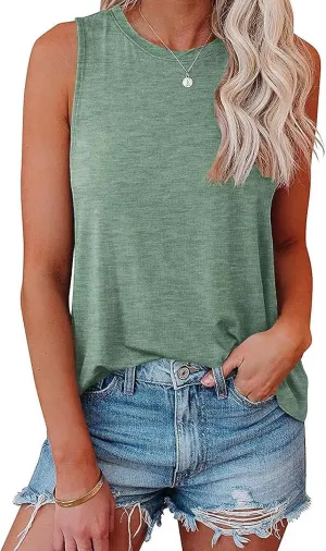 Bliwov Womens 2025 Loose Fit Tank Tops Sleeveless Crewneck Trendy Basic Casual Y2k Outfits Summer Going Out Shirts