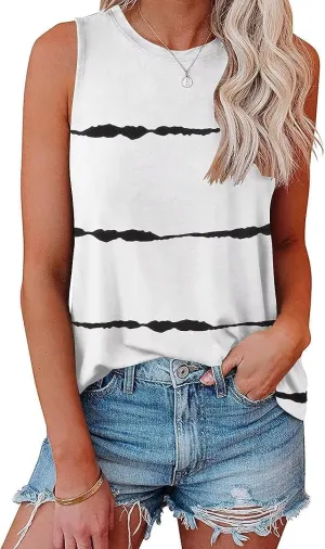 Bliwov Womens 2025 Loose Fit Tank Tops Sleeveless Crewneck Trendy Basic Casual Y2k Outfits Summer Going Out Shirts