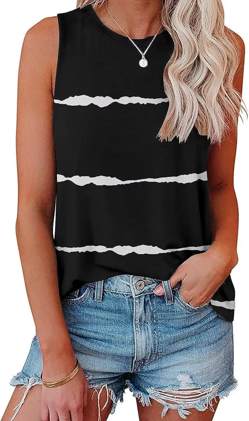 Bliwov Womens 2025 Loose Fit Tank Tops Sleeveless Crewneck Trendy Basic Casual Y2k Outfits Summer Going Out Shirts