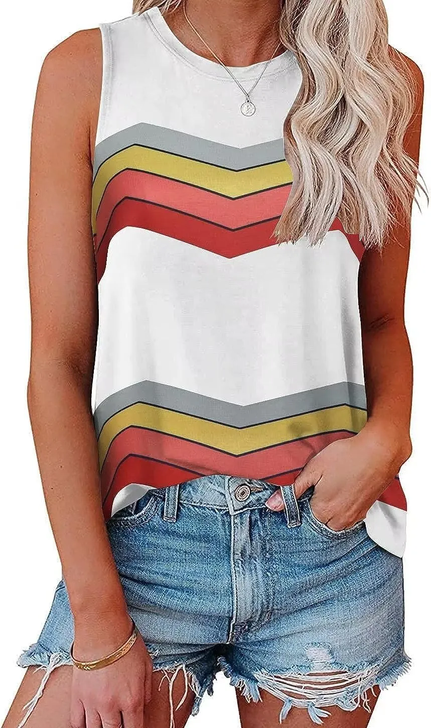 Bliwov Womens 2025 Loose Fit Tank Tops Sleeveless Crewneck Trendy Basic Casual Y2k Outfits Summer Going Out Shirts