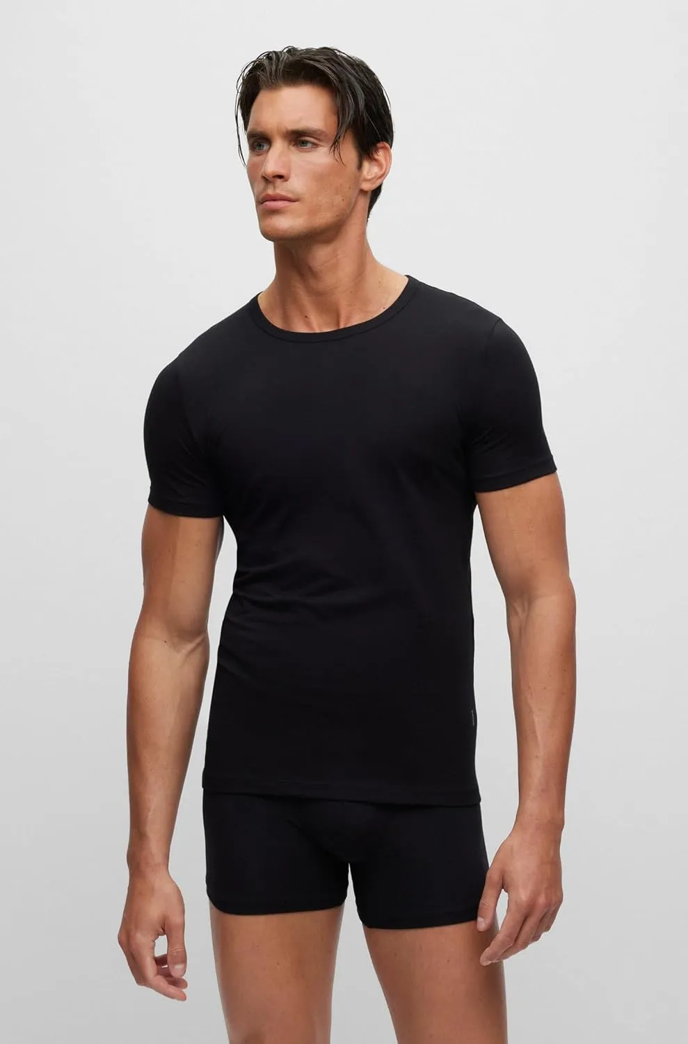 BOSS Men's 2 Pack Crew Neck Stretch Undershirts