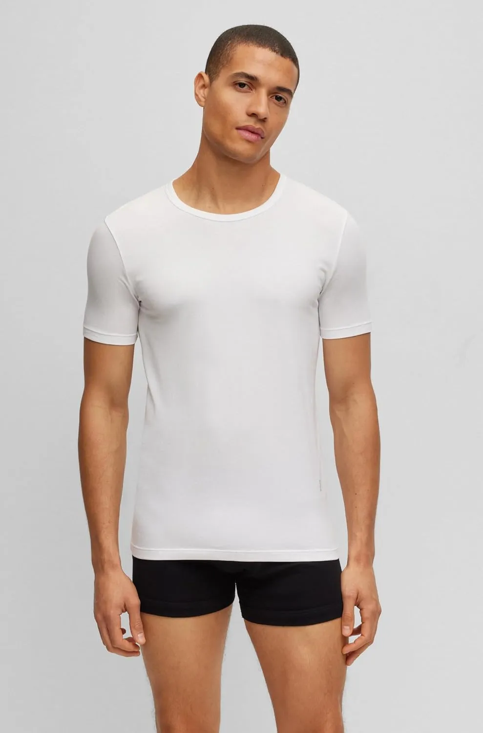 BOSS Men's 2 Pack Crew Neck Stretch Undershirts