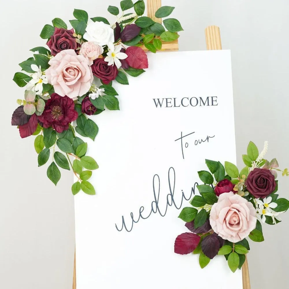 Bulk 2pcs Wedding Decor Welcome Sign Flower Backdrop Garland for Ceremony Reception Wall Easel Wholesale
