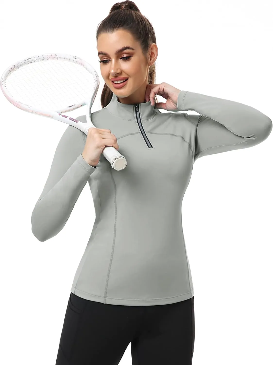 CADMUS Women's Compression Long Sleeve Shirts for Hiking Running Dry Fit Tights