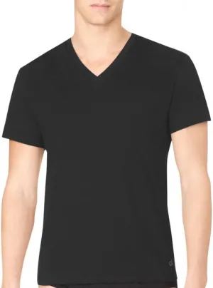 Calvin Klein Men's Undershirts Cotton Classics 3 Pack V Neck Tshirts, Black, Large