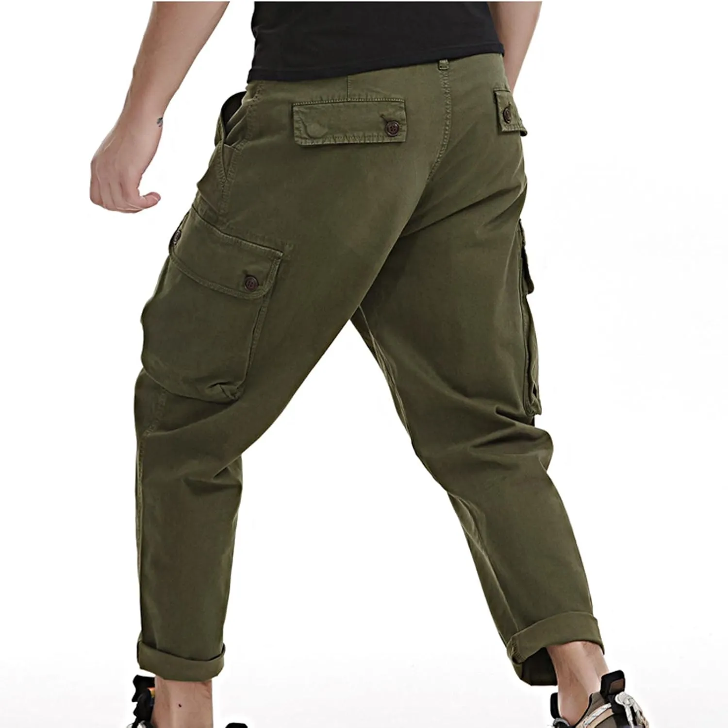 Cargo Cropped Pants Men's Tactical Hip Hop Harem Street Pants Relaxed Fit Casual Trousers Sports Functional Overalls