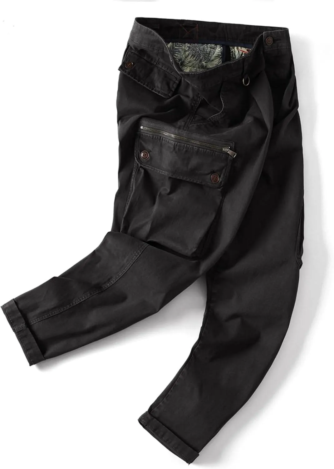 Cargo Cropped Pants Men's Tactical Hip Hop Harem Street Pants Relaxed Fit Casual Trousers Sports Functional Overalls