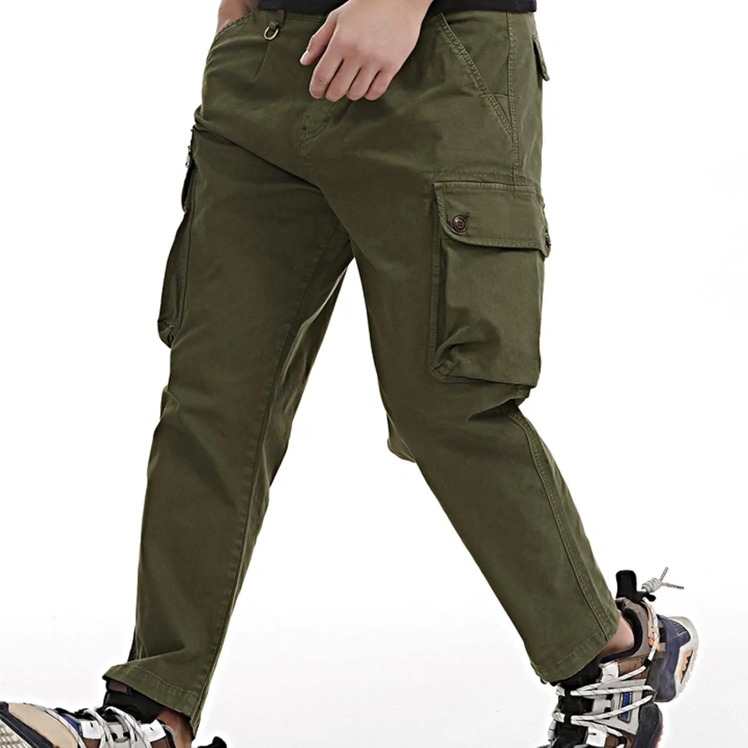 Cargo Cropped Pants Men's Tactical Hip Hop Harem Street Pants Relaxed Fit Casual Trousers Sports Functional Overalls