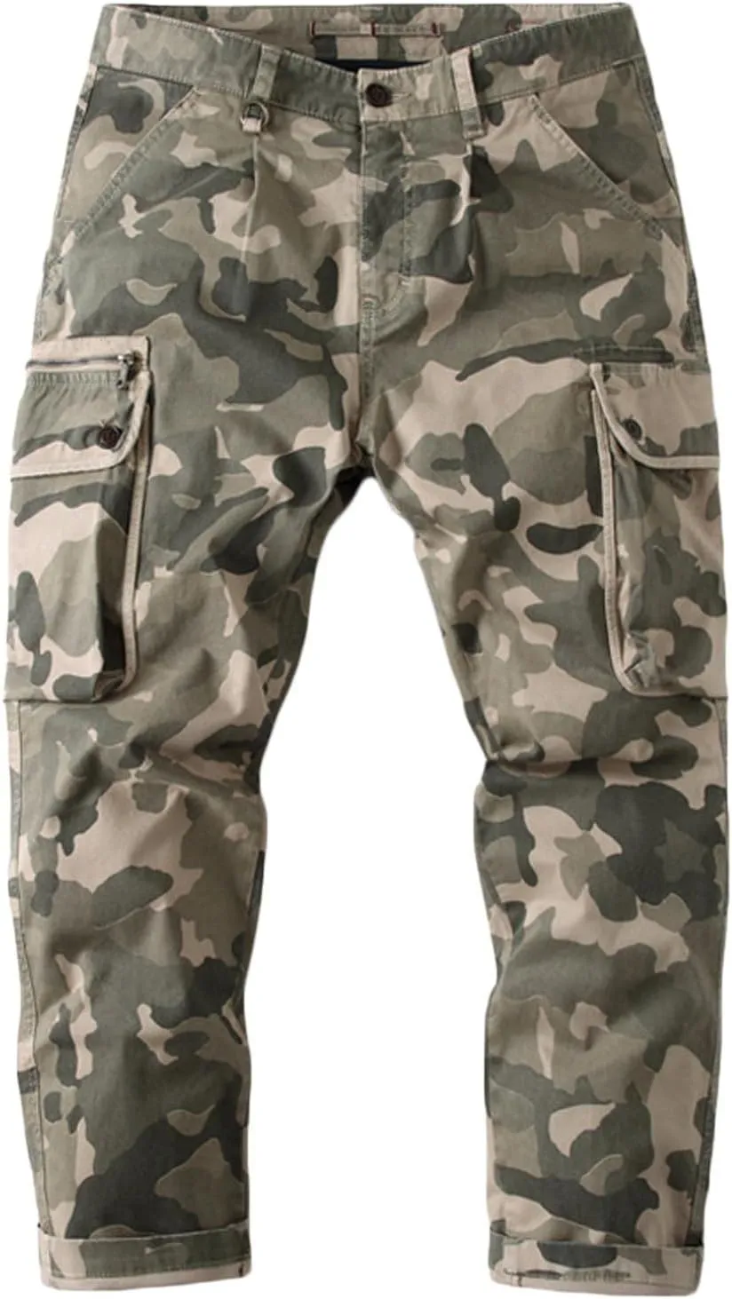 Cargo Cropped Pants Men's Tactical Hip Hop Harem Street Pants Relaxed Fit Casual Trousers Sports Functional Overalls