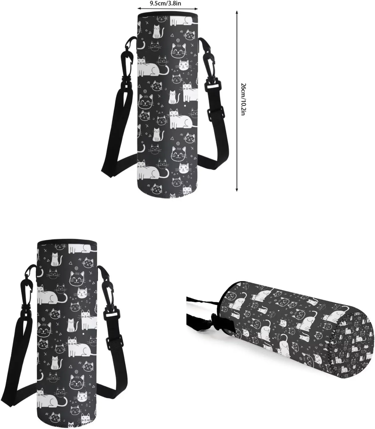 Cat 4Pc Backpack Set for Boys Multi-Functional Adjustable Straps Crossbody School Bag Recycle Food Bag with Water Bottle Cover for Climbing School