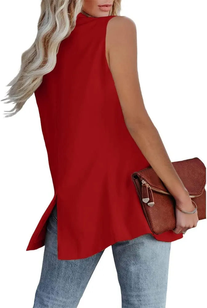 Cicy Bell Women's Sleeveless Blazer Vest Casual Open Front Single Button Summer Jacket with Pockets