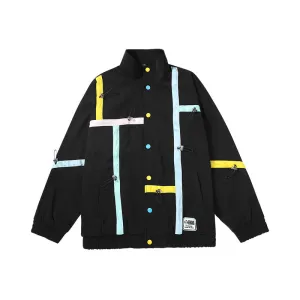 Color contrast tape fun decorative loop elastic cord four buckle down cuff jacket