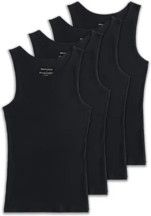 Comfneat Men's 4-Pack Big & Tall Undershirts Ribbed Cotton Tank Tops