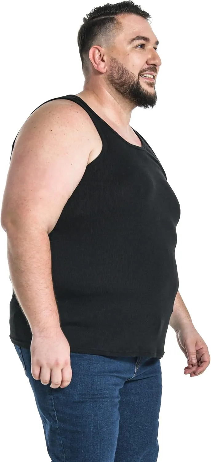 Comfneat Men's 4-Pack Big & Tall Undershirts Ribbed Cotton Tank Tops