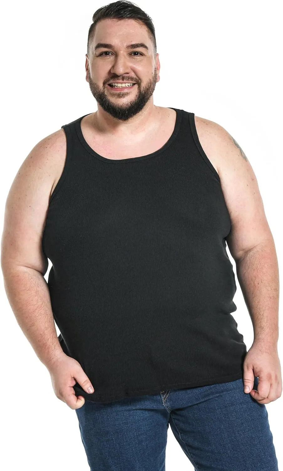 Comfneat Men's 4-Pack Big & Tall Undershirts Ribbed Cotton Tank Tops
