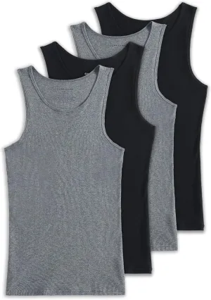 Comfneat Men's 4-Pack Big & Tall Undershirts Ribbed Cotton Tank Tops